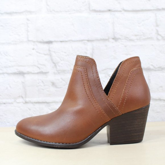 Steve Madden Shoes - Steve Madden Women's Aliee Brown Leather Block Heel Ankle Boots Size 7.5 M